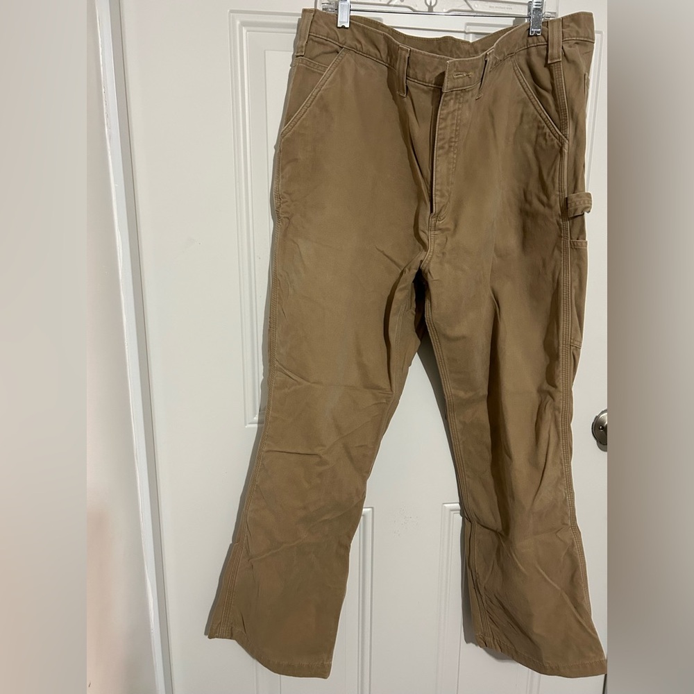 Carhartt Lined Tan Cargo Pants Durable Utility Wear